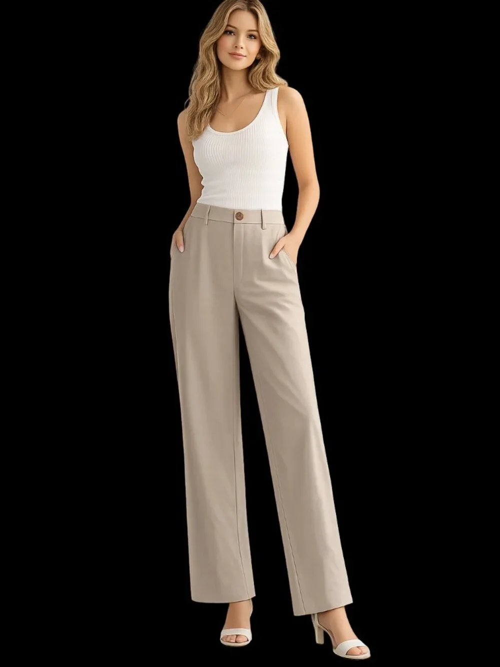 Zara NEW Linen Blend Wide Leg Trousers | Taupe Beige | Size Small | NWT |